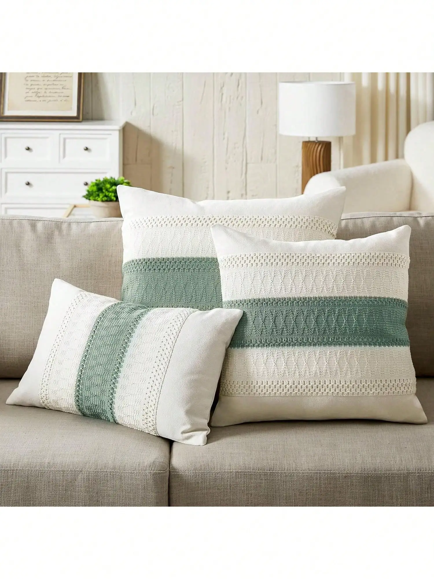 

1pc Gray Bohemian Pillow Cover Farmhouse Sofa Home Decor