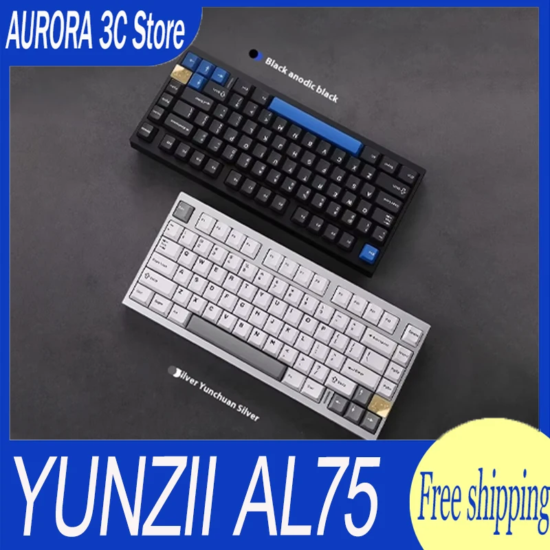 

YUNZII AL75 White 75% Aluminum Wireless keyboards 3mode Mechanical Custom Keyboards Hot Swap Pre-lubed Switches Gasket keyboards