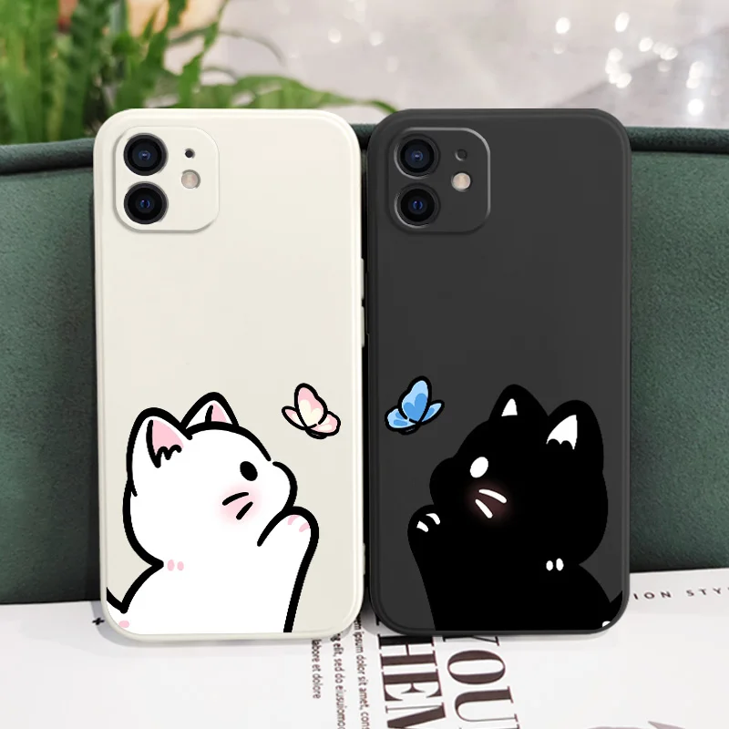 เคสโทรศัพท์ลายแมวหวานฝัน สำหรับ iPhone 12 11 X XR XS 8 7 SE2 Plus Pro Max Mini  วัสดุซิลิโคนเหลว