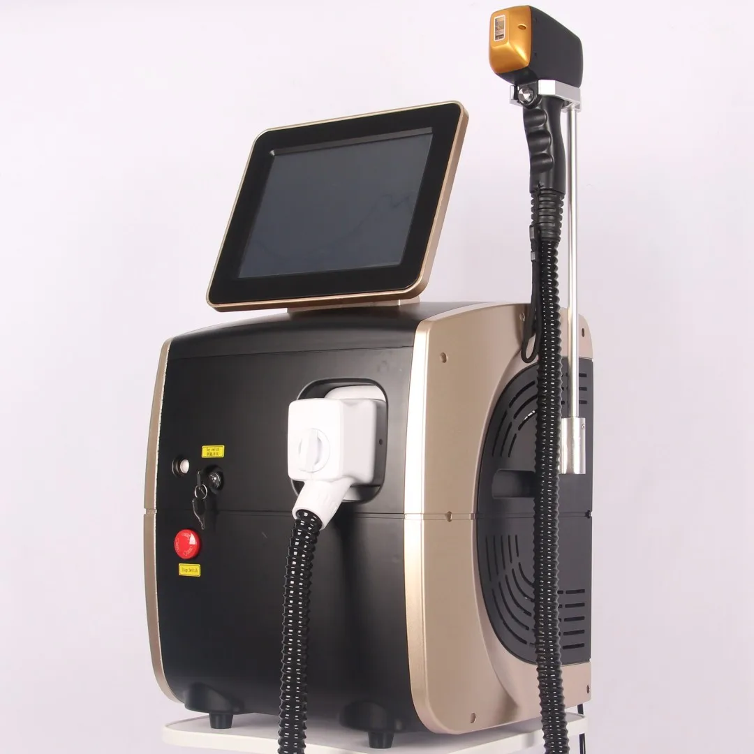 Latest Diode ND:YAG Laser Hair Removal Device - Triple Wavelength, 2000W Power, Painless and Permanent 808nm+1064nm+755nm