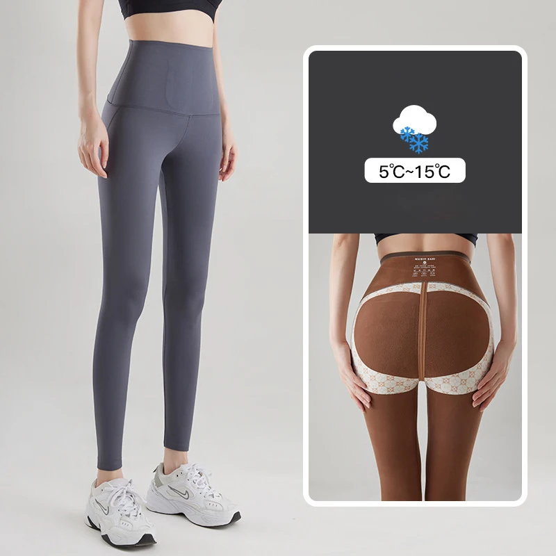 

Women Waist Cinched Hip Lifting Yoga Pants Thicken Fleece Warm Leggings for Woman Out Wear Fitness Sports Winter Yoga Leggings