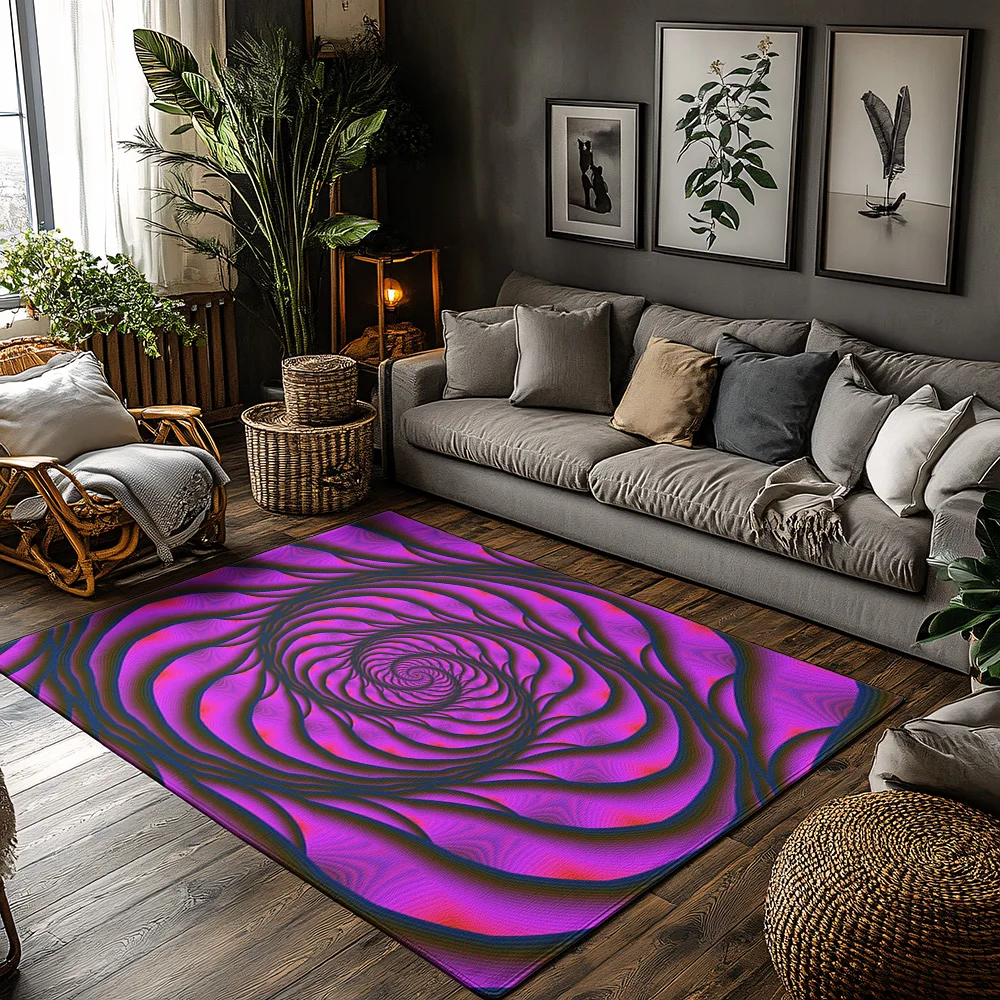 

Tuniu Psychedelic Rose Iridescent Abstract Rug NonSlip Home Decor Floor Mat Living Room Carpet
