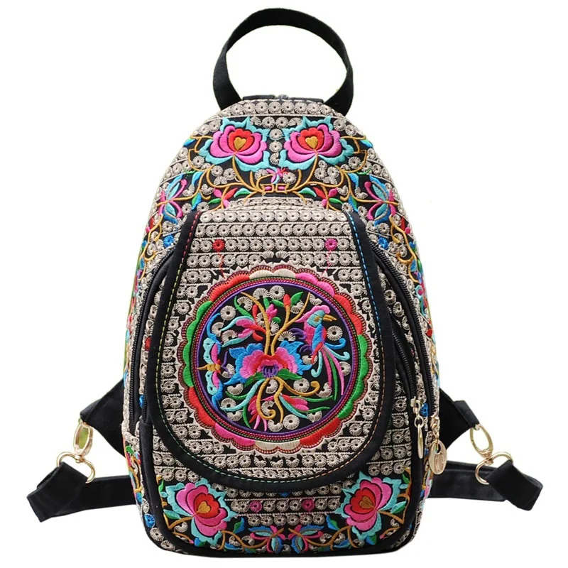 

Crossbody Bags Retro Canvas Embroidery Multifunctional Travel Backpack Bag