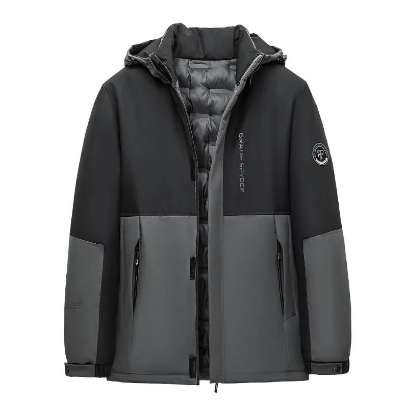 Men's Thickened Fleece Cotton-Padded Jacket for Winter Outdoor Sports Hooded Versatile Business Casual Workwear Warm