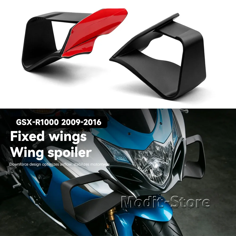 Fits SUZUKI GSX-R1000 2009-2016 Motorcycle Aerodynamic Front Lip Side Deflector Fairing Fixed Racing Air Winglets