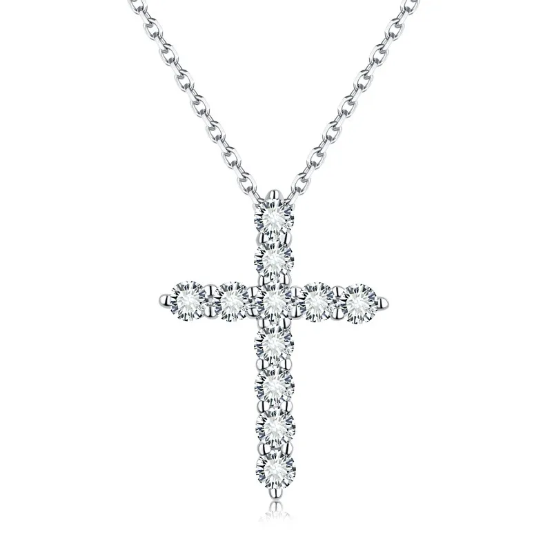 

Follow Cloud Cross Pendants D VVS1 Moissanite Solid Sterling 925 Silver Necklace 0.66CT for Women Luxury Jewelry for Engagement