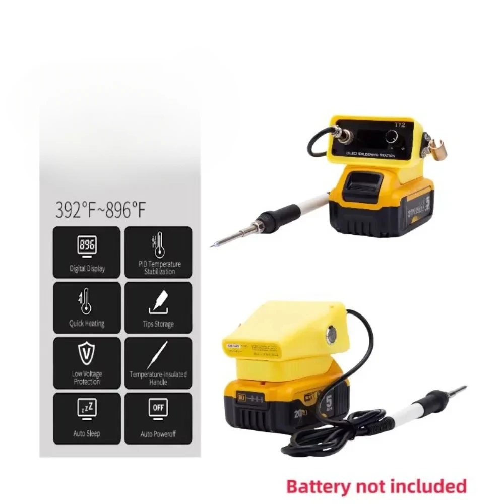 Stasiun Las untuk Dewalt 18V 20V catu daya baterai Lithium T12 Kit alat las besi solder (baterai tidak termasuk)