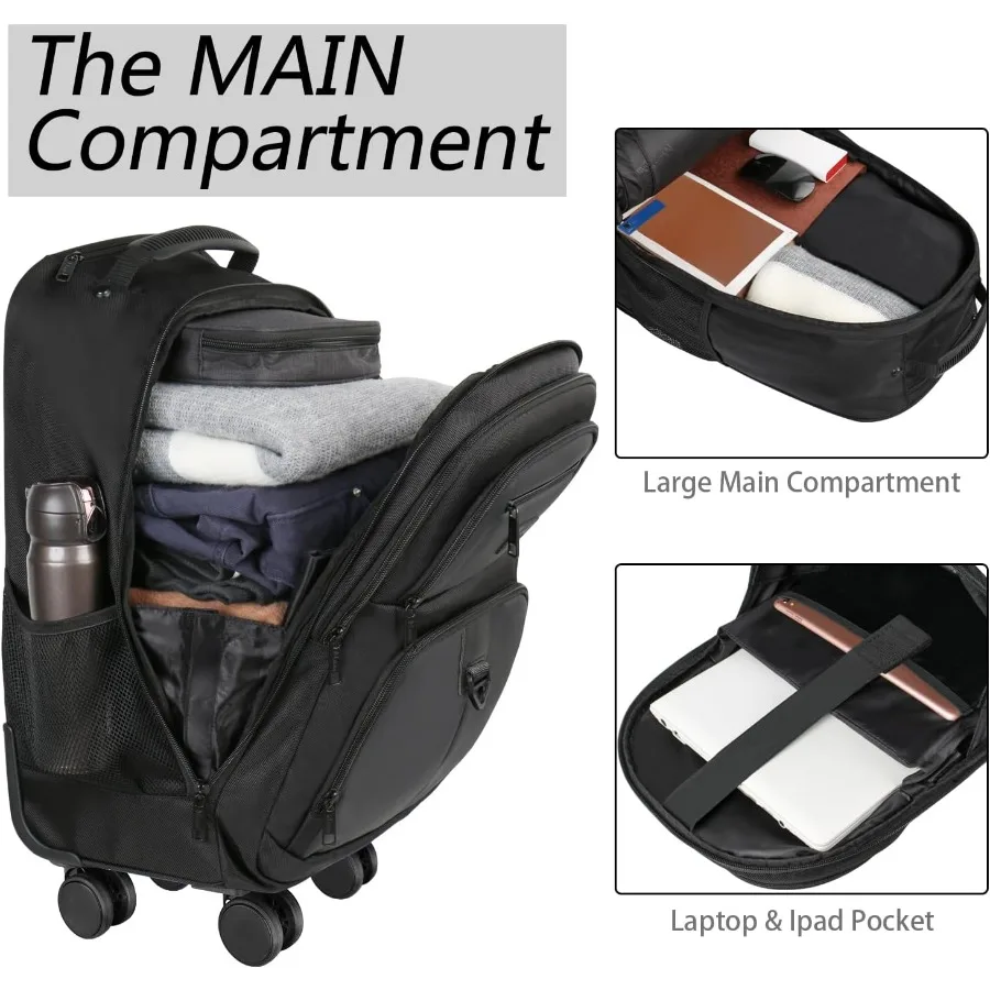 حقيبة ظهر دوارة من MATEIN مقاس 18 بوصة حقيبة كمبيوتر محمول كبيرة للسفر مع 4 عجلات للبالغين حقيبة أمتعة ذات عجلات شديدة التحمل لـ Wo #3