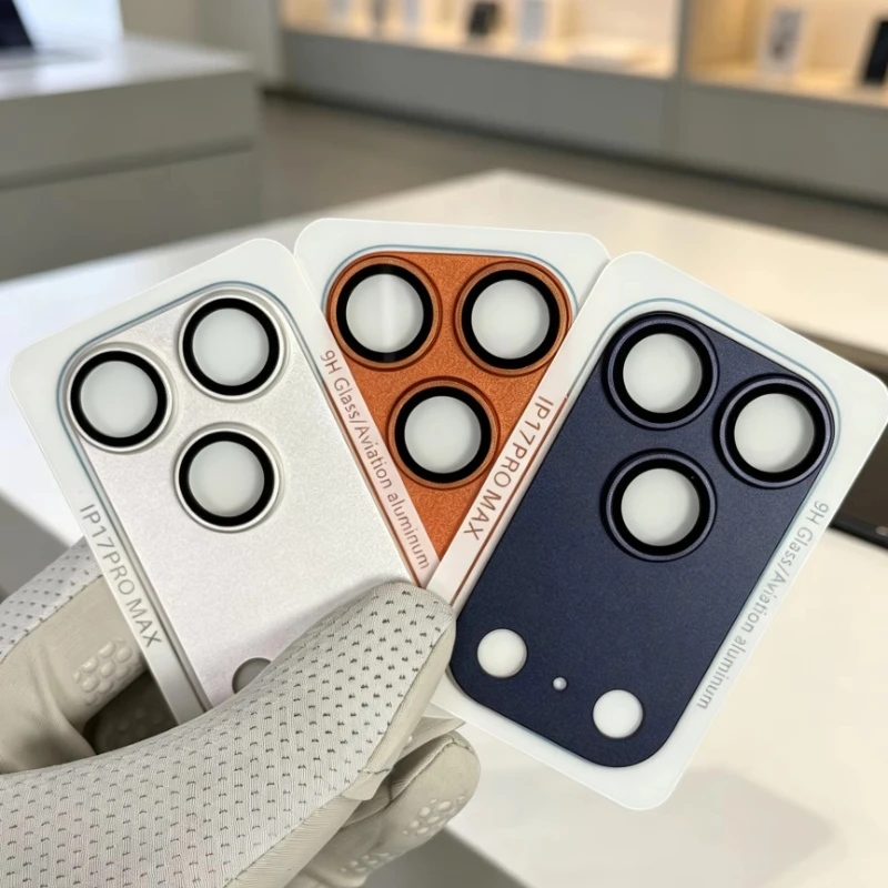 1Set Protective Film For IPhone Duo 18 Pro Max 17 Pro Max 15 16 Plus Full Coverage Ultra-Thin Camera Lens Protector Metal Frame