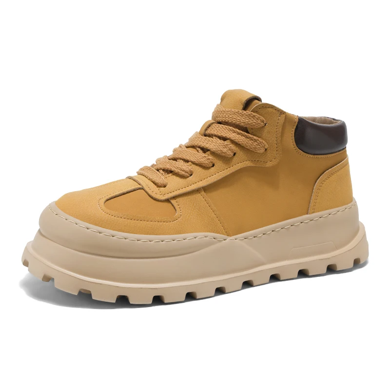 

Breathable and versatile, niche mid top thick soled casual men's shoes, men's motorcycle shoes