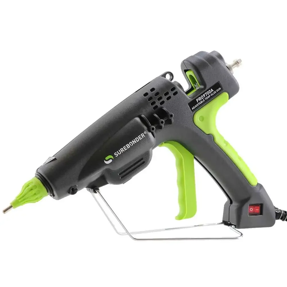 300W Heavy Duty Hot Glue Gun Adjustable Temp 220-440F Full Size Sticks 3 Nozzle Tips Woodworking Construction Foam Bonding