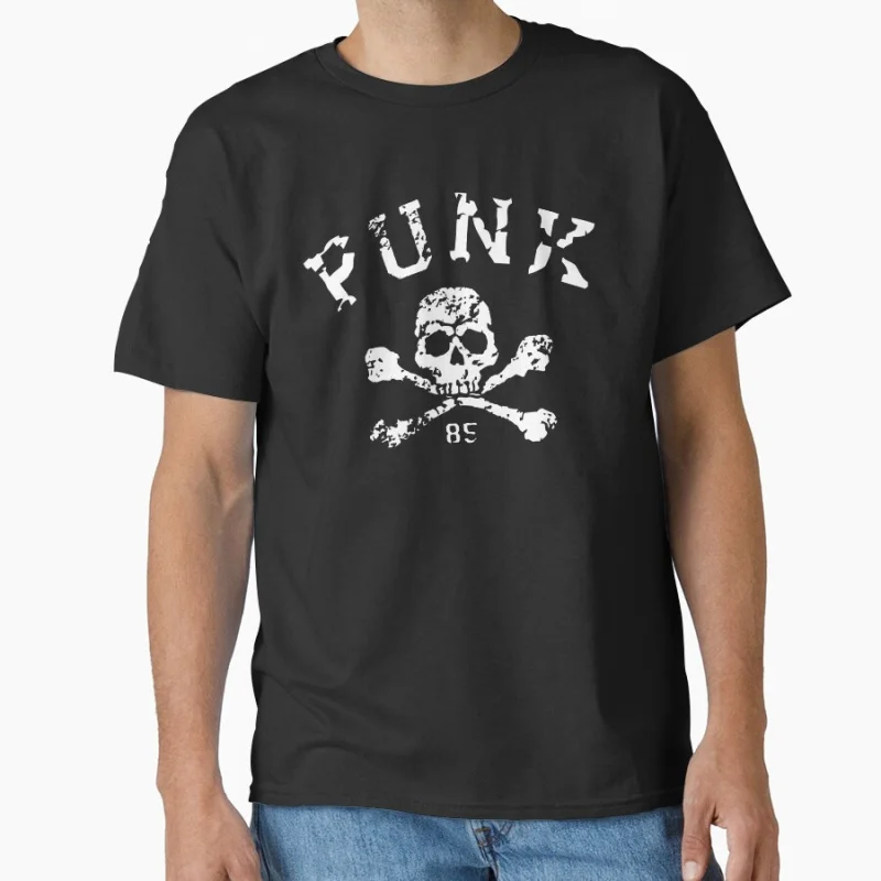 

vintage Punk Skull old school horror death gothic worn pattern scary halloween gift T-shirt for men Large size Tops S-6xl