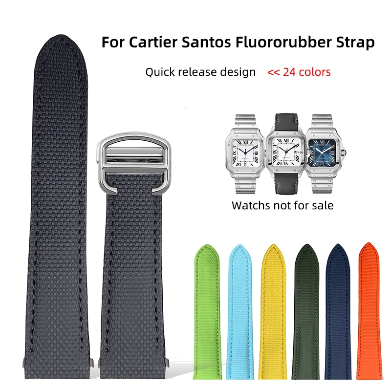 

19/21mm High end customized quick release FKM strap for Cartier Santos M/L size men waterproof fluororubber watch band 24 colors