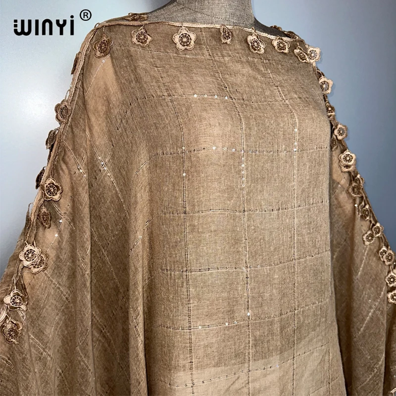 Winyi vestido beachwear topo praia cobrir kaftan maxi vestidos das mulheres abaya dubai luxo mulher muçulmana roupas de praia