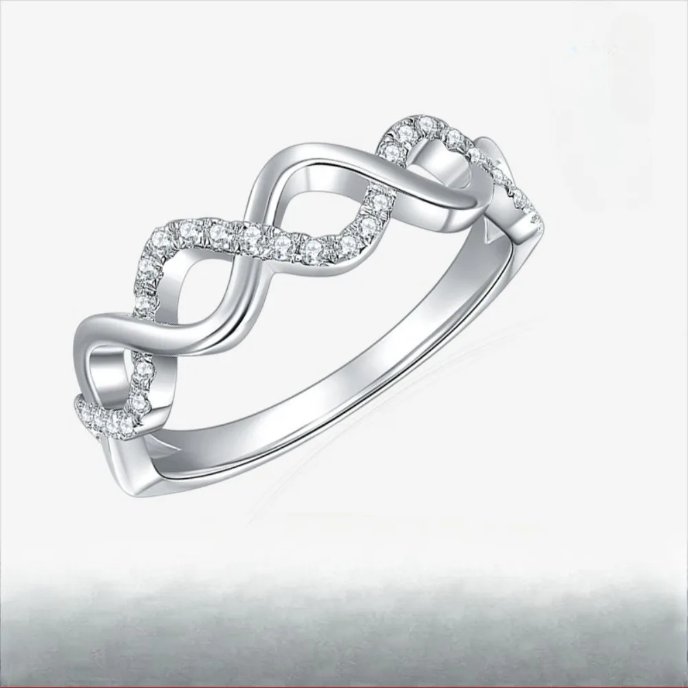 Fashion Silver 925 Twisted Edge Moissanite Ring for Women Hypoallergenic Tarnish Resistant Stackable Wedding Ring Band Pass Test