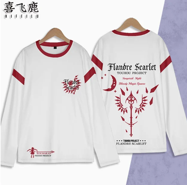 2024 Anime Touhou Project Remilia Scarlet Long Sleeve T-shirt Cosplay Costume Men Woman Casual Student Loose Tops