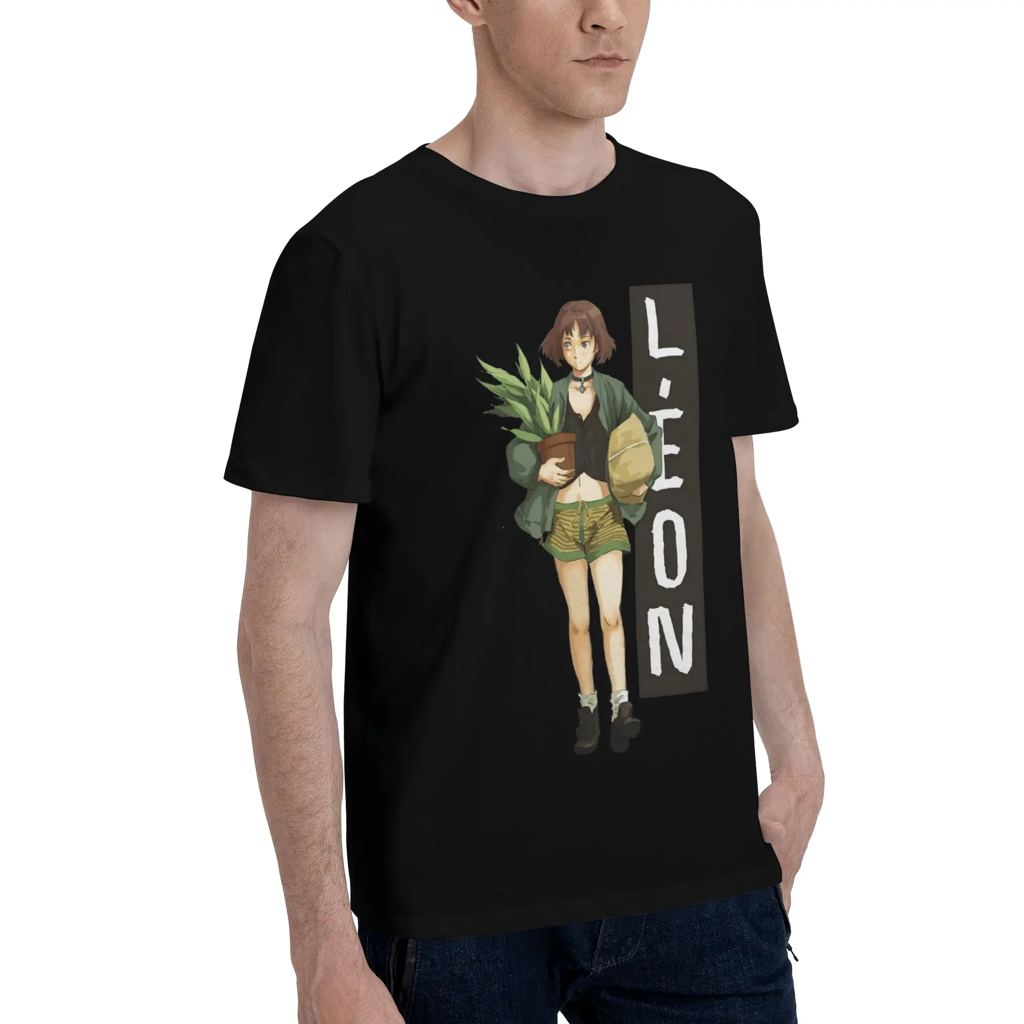 Custom Mens Leon The Professional T Shirt Short Sleeves Cotton Tshirts Classic T-shirt Leisure  Tee Slim Fit Clothing