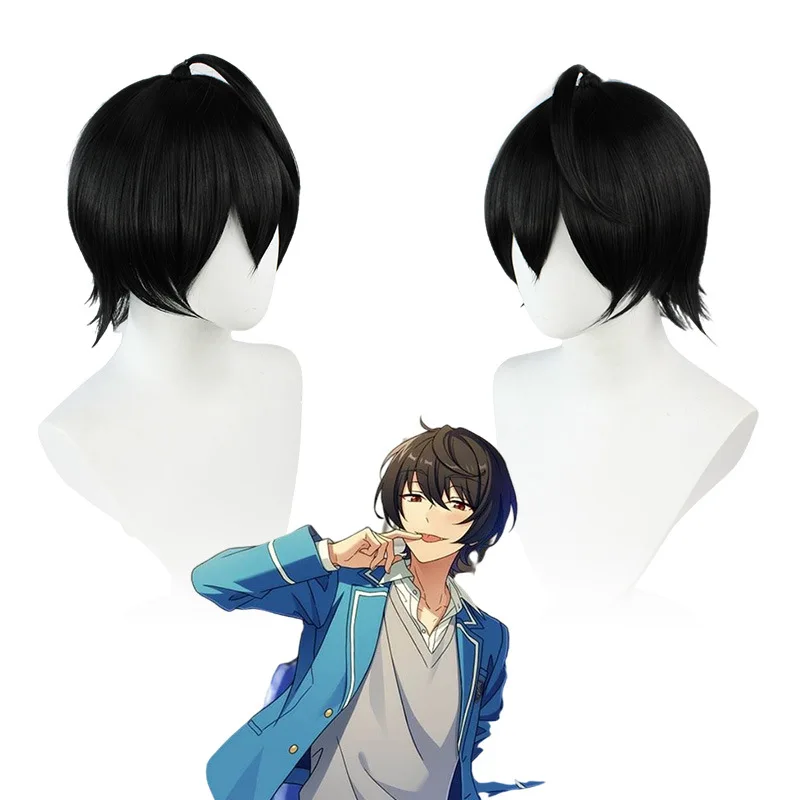 

Anime Cosplay Sakuma Ritsu Wigs Short Black Heat Resistant Synthetic Hair Wigs for Halloween Costume Party