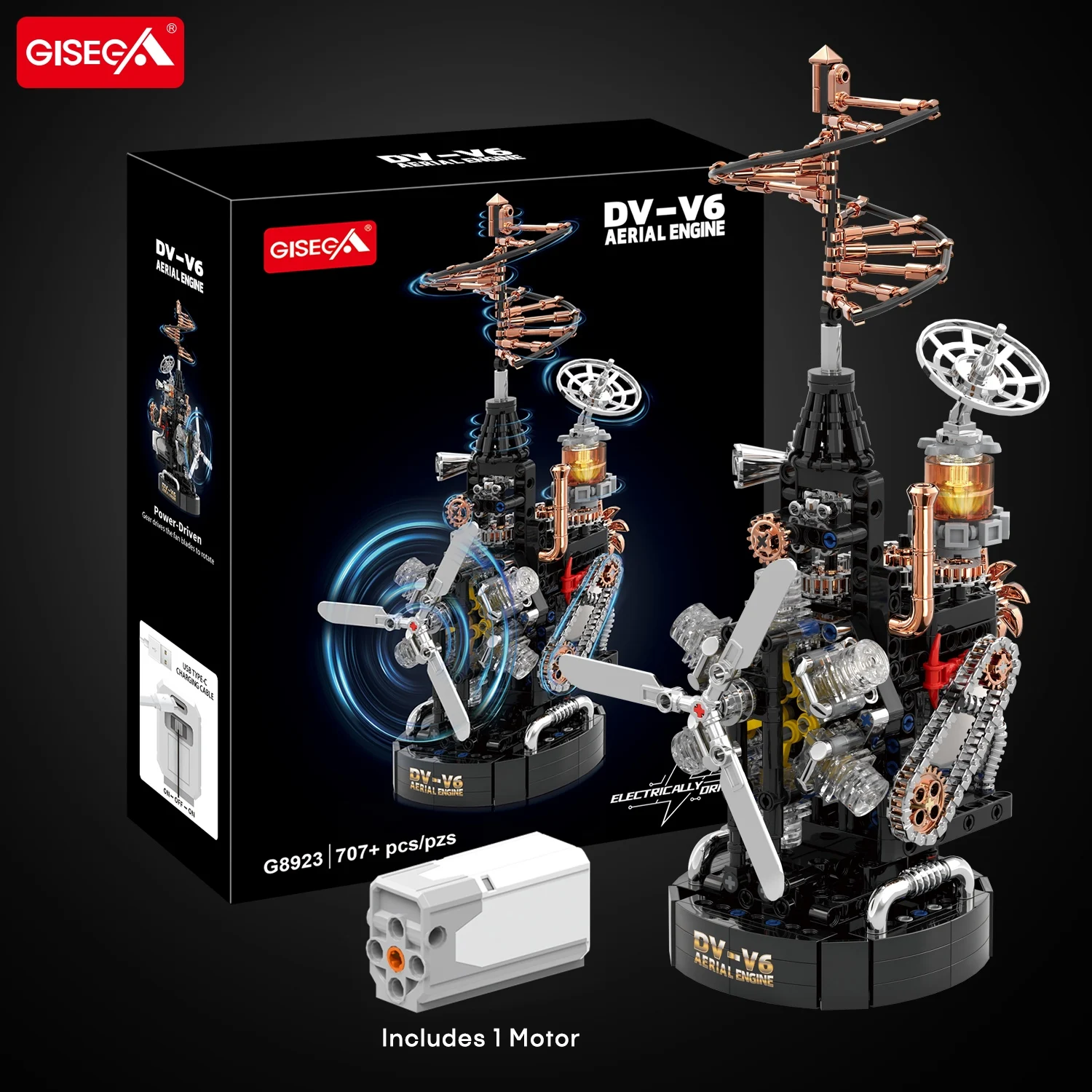 707 PCS Da Vinci Aerial Screw Flying Machine Model Building Blocks Mechanical Leonardo Helicopter Engine Bricks Toys Adults Gift