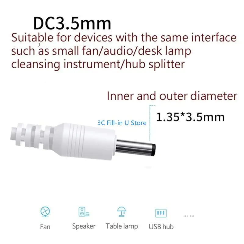 G8TA لـ 3.5 × 1.35 مم أنثى إلى USB 2.0 محول كابل طاقة الموصل الذكري لـ F