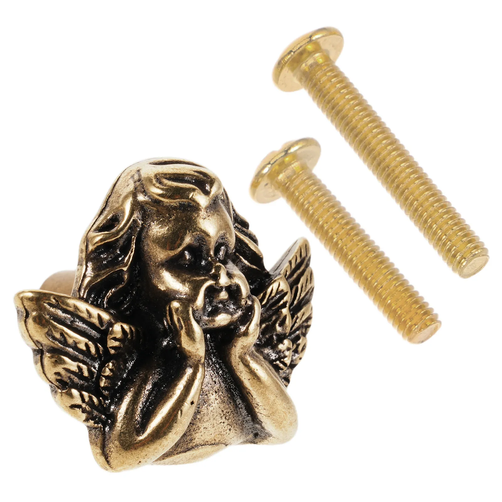 Metal Angel Drawer Pulls Copper Finish Cabinet Handles for Kitchen, Dresser, Vintage Modern Farmhouse Hardware