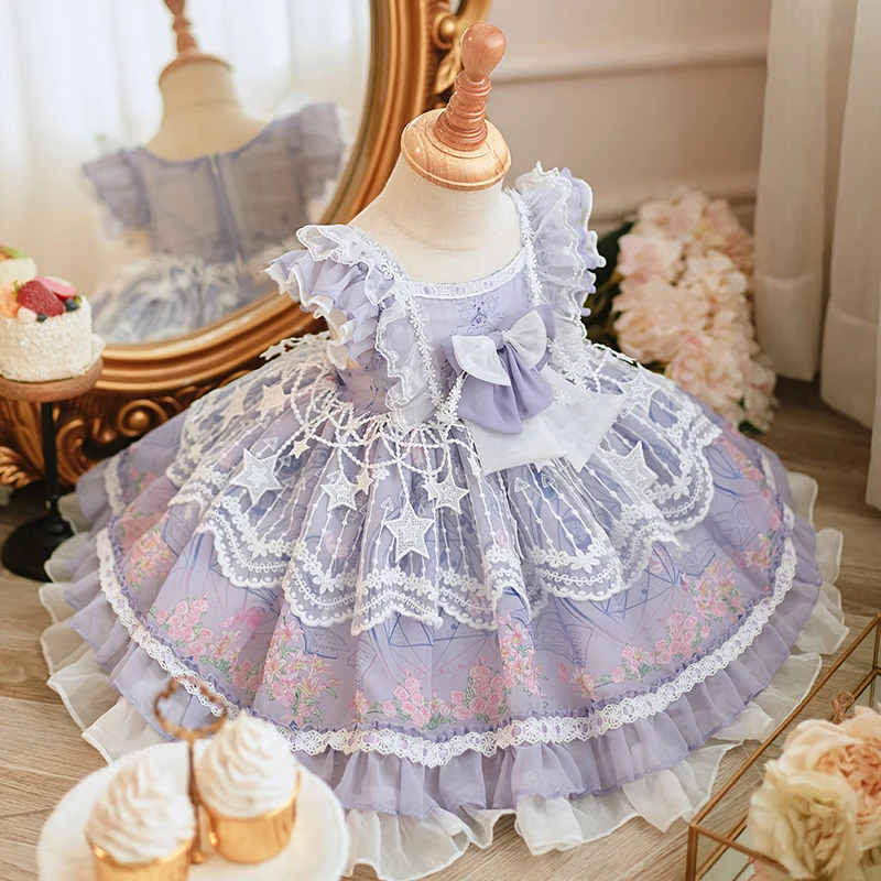 2023 Spanish Girls Royal Dress Baby Birthday Party Dresses Kids Toddler Girl Lolita Princess Ball Gown Infant Boutique Clothing