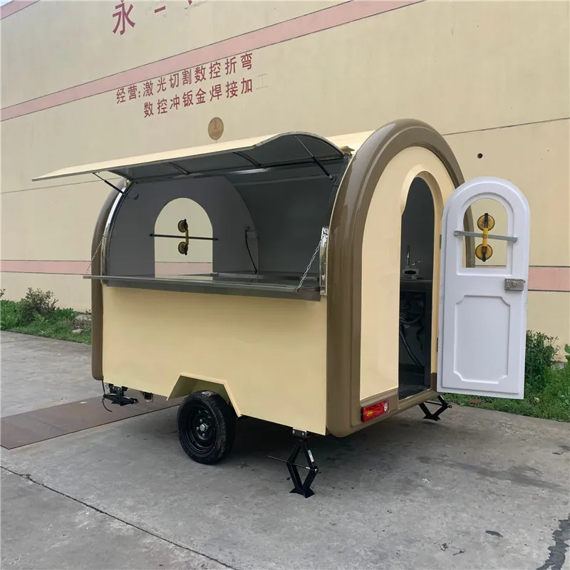 Furgoneta móvel para comida, 2.5m de comprimento, trailer, caminhão de comida rápida, cachorro-quente, bolha, chá, quiosque, sorvete, carrinho de comida para venda