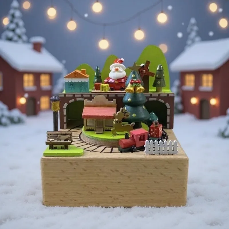 Country Music Box Wooden Crafts Creative Christmas Gifts Christmas Music BoxGoods in stock