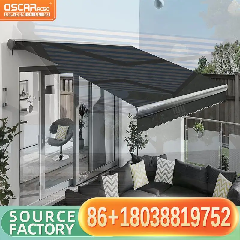 Retractable Arm Awning Remote Control for Door Window Luxury Aluminum Alloy Frame 70m Rain Canopy for Balcony Outdoor Use Retrac
