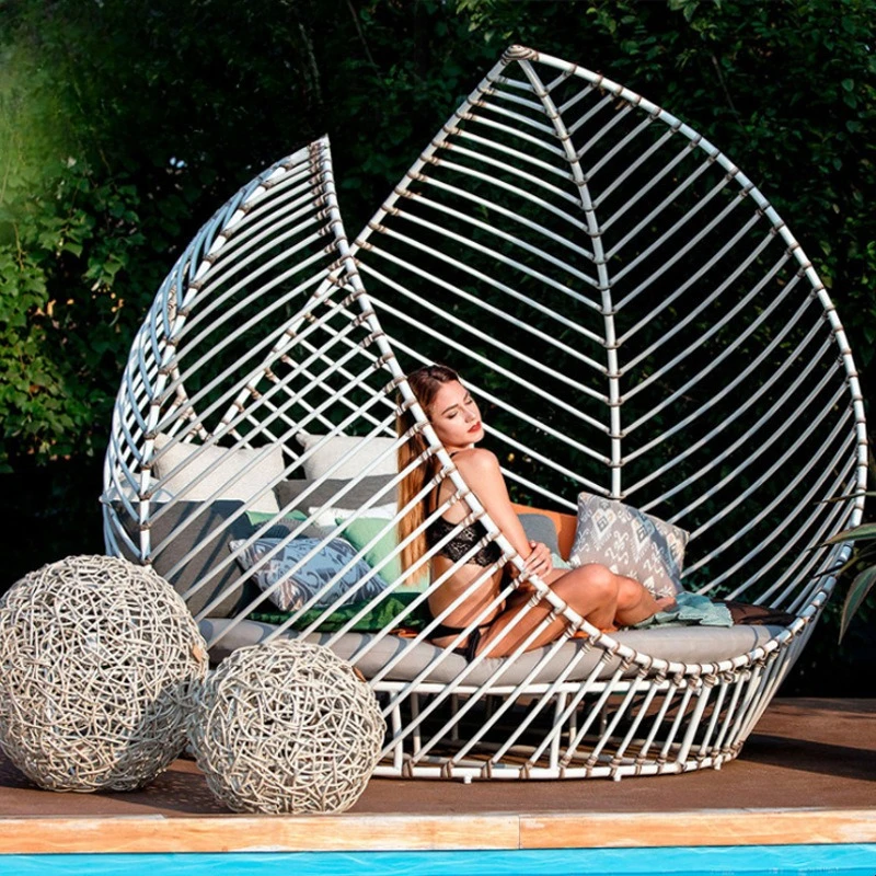 Outdoor sofa outdoor rattan chair coffee table combination simple leisure pool villa scenic public furniture