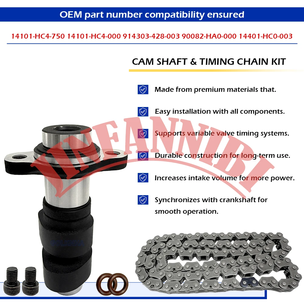Cam Shaft & Timing Chain Kit with Bolts For Honda Fourtrax 300 TRX300 TRX300FW