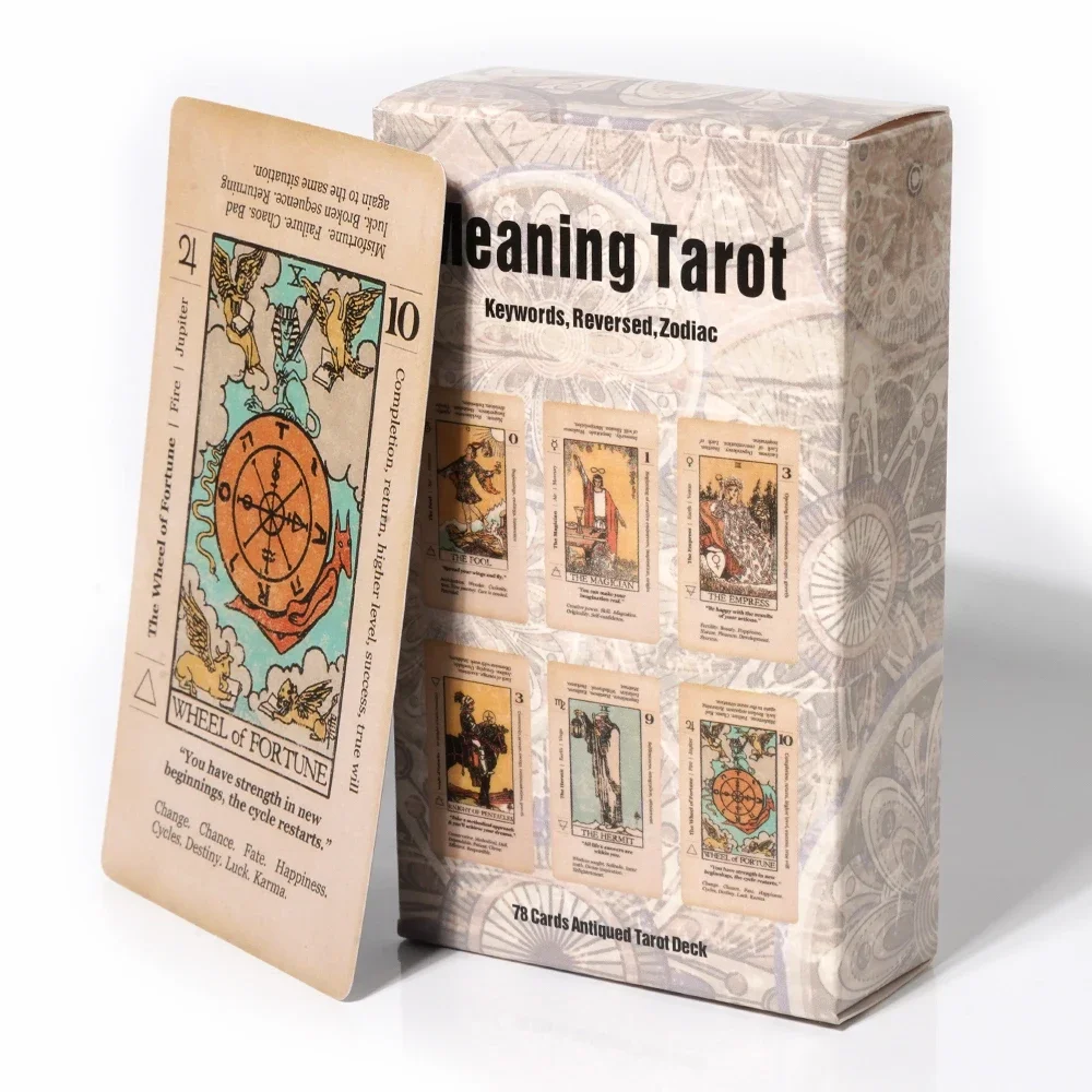 Meaning Tarot Card With Meaning On Them Beginner Tarot Keyword Antiqued Tarot Deck Learn Tarot 78 Cards