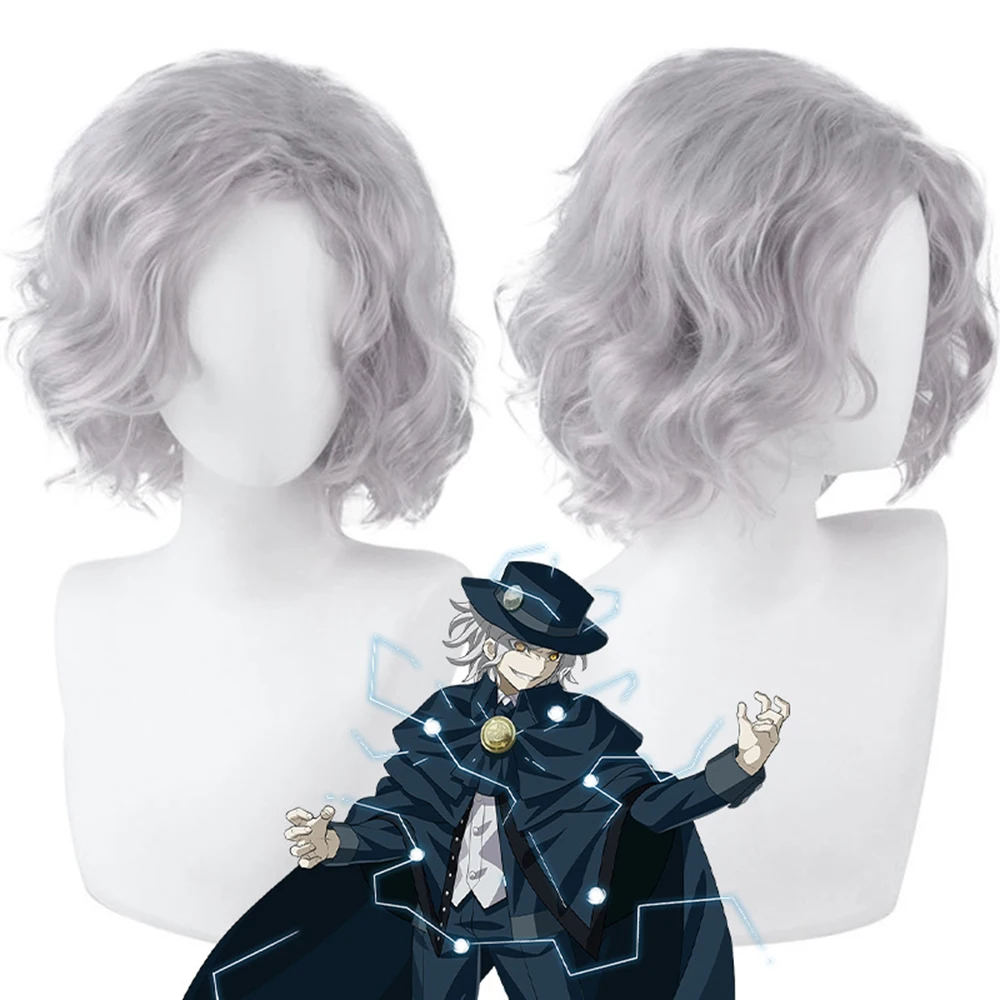 Anime FGO Avenger Cos Wigs Cosplay Costumes Headwear 30cm Long Simulation Scalp Thick Mixed Puffy Long Silver Gray Hair Wigs