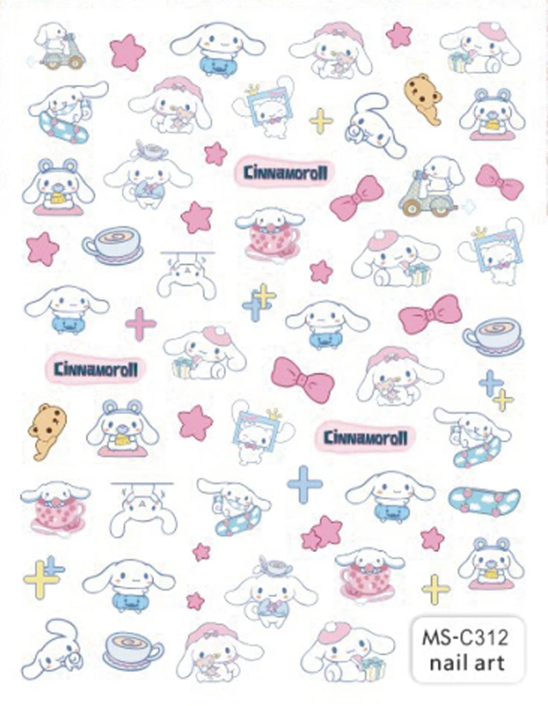 1PCS Sanrio Nail Stickers 3D Cinnamoroll Kulomi Stickers For Nails Nail Art Accessories New Adhesive Stickers Nail Art Supplies