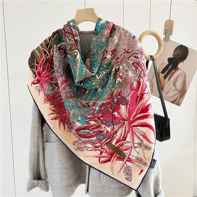 2023 Women Winter Scarves Wraps Classic Prints Large Square Wool Blanket Shawl Cape 135*135cm