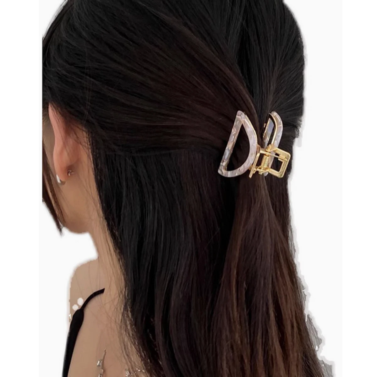 Pinzas para el cabello de 5cm, accesorios para el cabello a la moda, Mini pinza de horquillas de aleación de acetato de forma media redonda