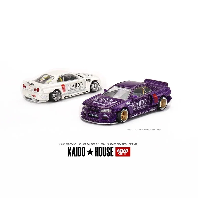 MINIGT KAIDO HOUSE Nissan Skyline GTR R34 R32 R35 Литая под давлением модель автомобиля из сплава, коллекция игрушек, Рождественский подарок, модель TSM