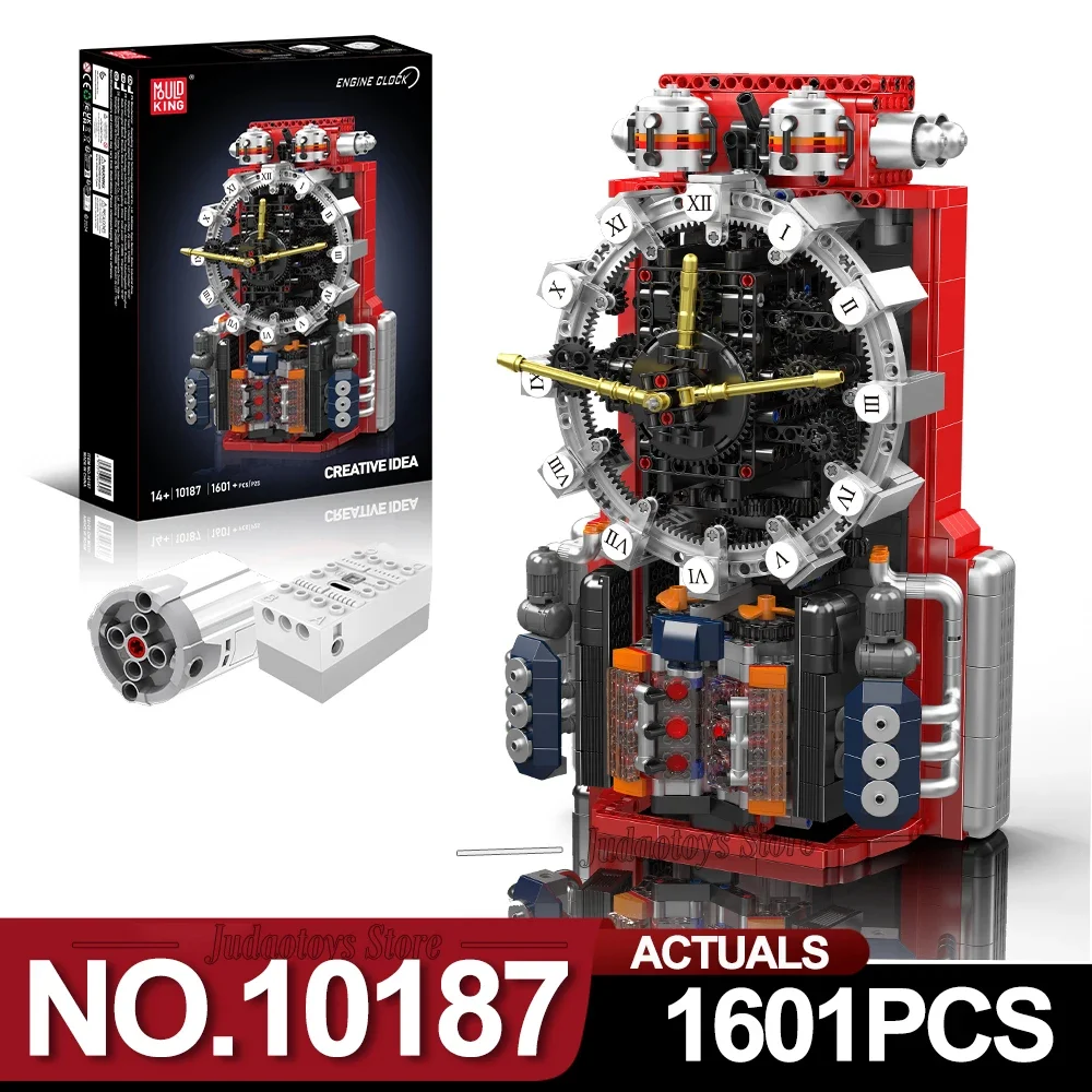 MOULD KING 10187 Motoruhr-Modellbausteine-Sets, Motorantriebsmodus, MOC, Puzzle, Bildung, Spielzeug,