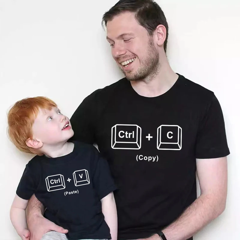 New Copy Paste Family Matching Shirts Look Father and Baby Tshirts Ctrl C Ctrl V Print Daddy Daughter Outfits Father's Day Gifts view 2