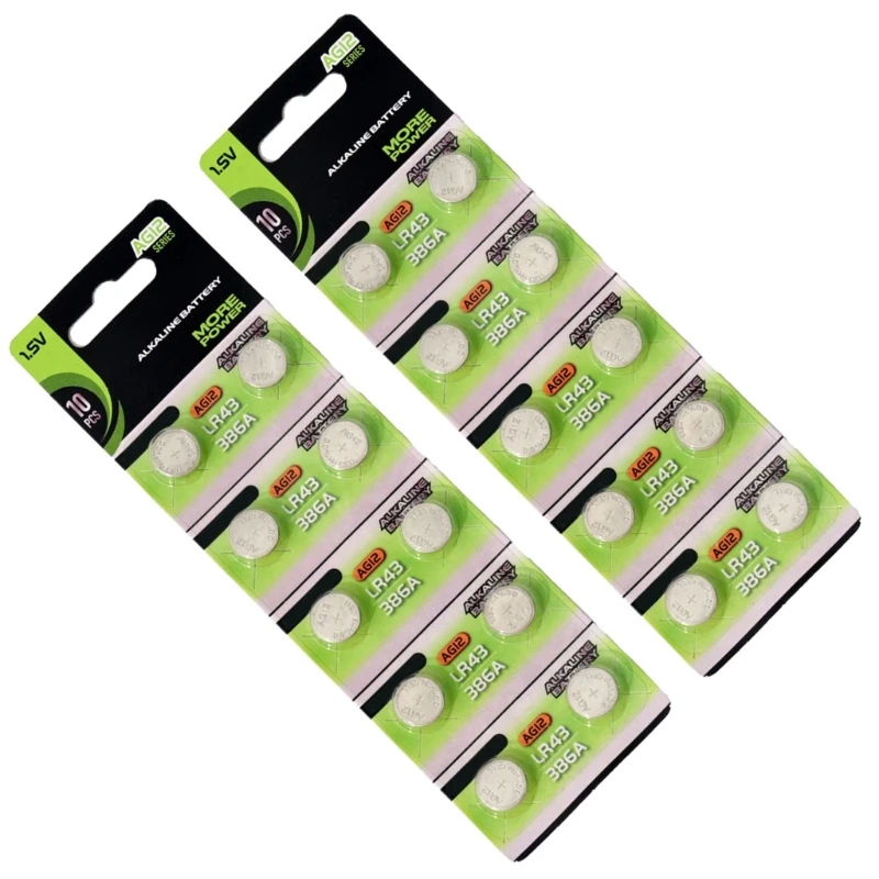 090f 10pcs/20pcs Ag12 LR43 1.55V Кнолочная кнопка батареи кнопки.