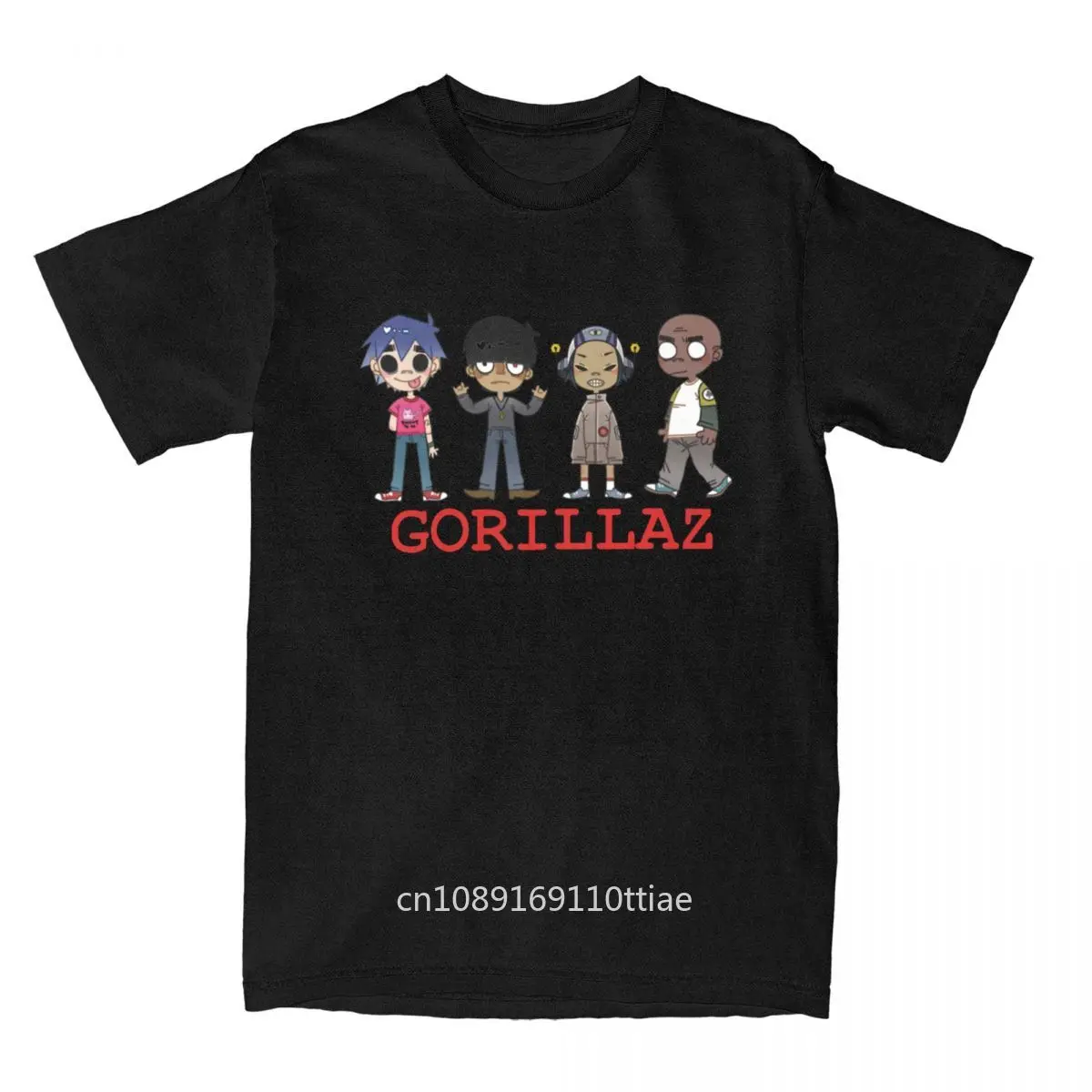 Vintage GORILA Pop Electro T-Shirts Men Crewneck Cotton T Shirt Gorillaz Short Sleeve Tee Shirt Plus Size Tops