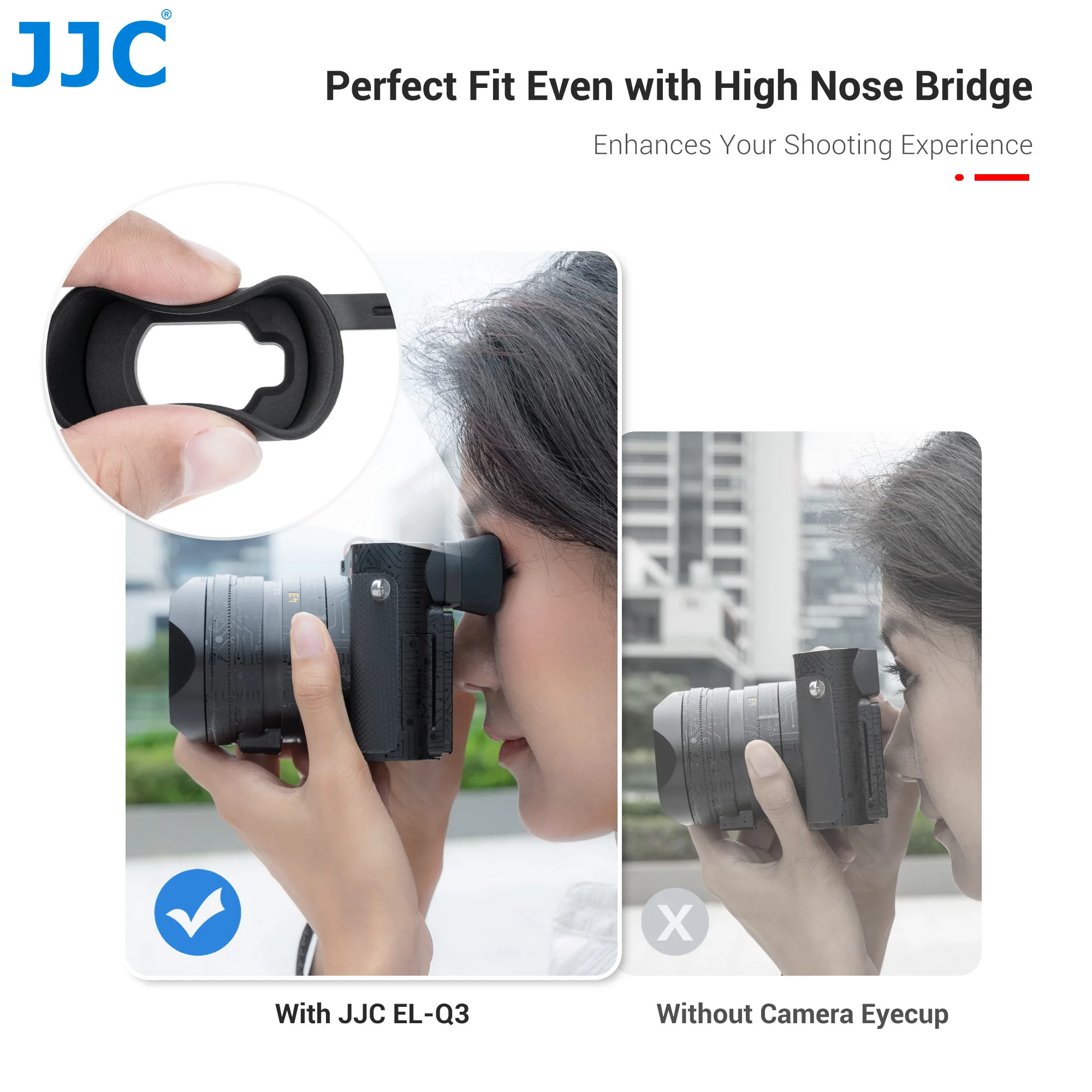 JJC Extended Widened Soft Silicon Camera Viewfinder Eyecup for Leica Q3 43 Q3 Eyepiece Eyeshade Protector Not Affect LCD Monitor