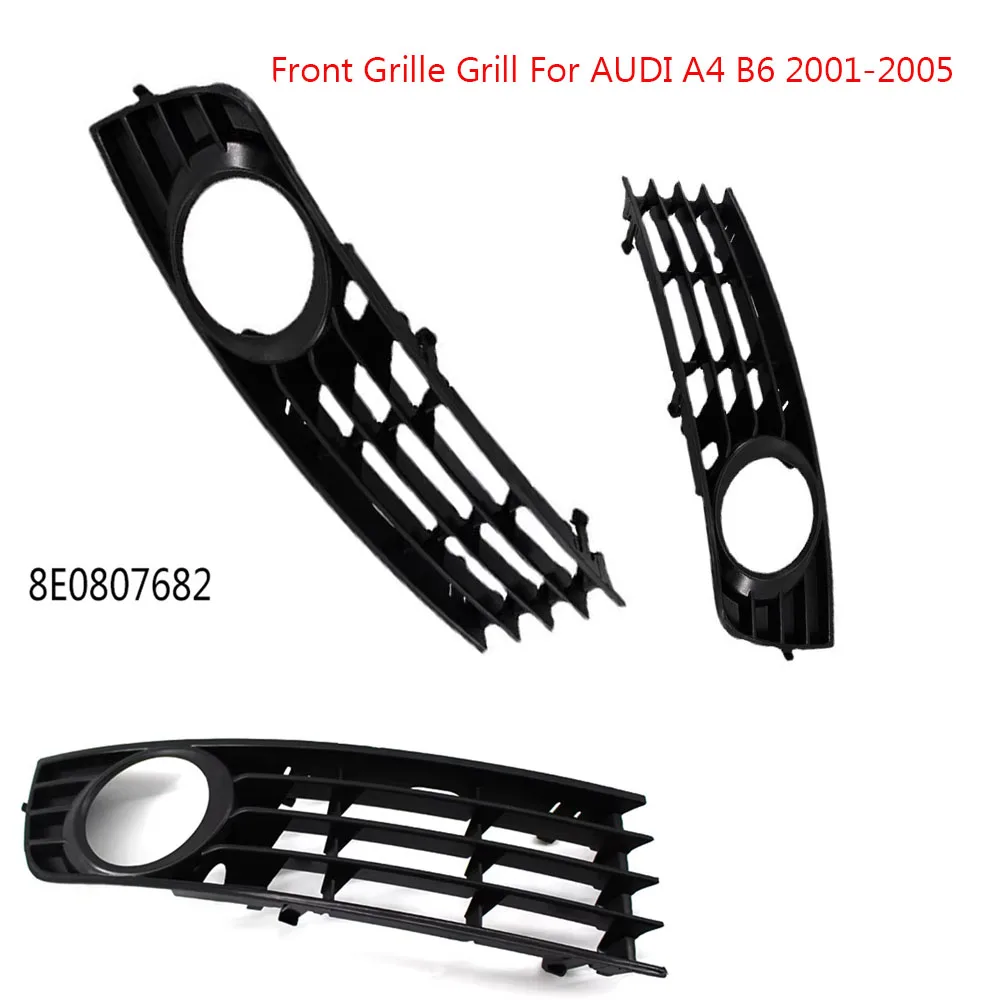 

Front Bumper Side Fog Light Frame Grilles Grill Mesh Left Right for Audi A4 B6 2001-2005 8E0807681 8E0807682 Car Fog Lamp Cover