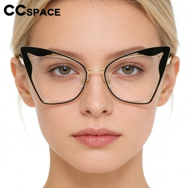 Fashion Big Size Eyeglass Frames Women Anti Blue Blue Light Glasses Frame Butterfly Shape Metal Optical Glasses 300867