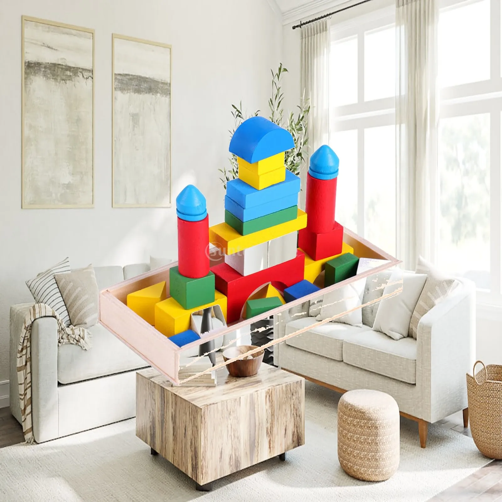 26 Pieces Kids Building Blocks Stackable Classic Sensory Cubes Early Learning Montessori Educational Toys for Birthday Gift Kids