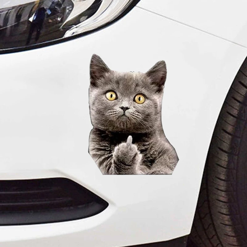 Cartoon Cute Cat Middle Finger Car Sticker Car Body Window Decoration For Truck Vehicles Automobiles Motorcycle For Macbook