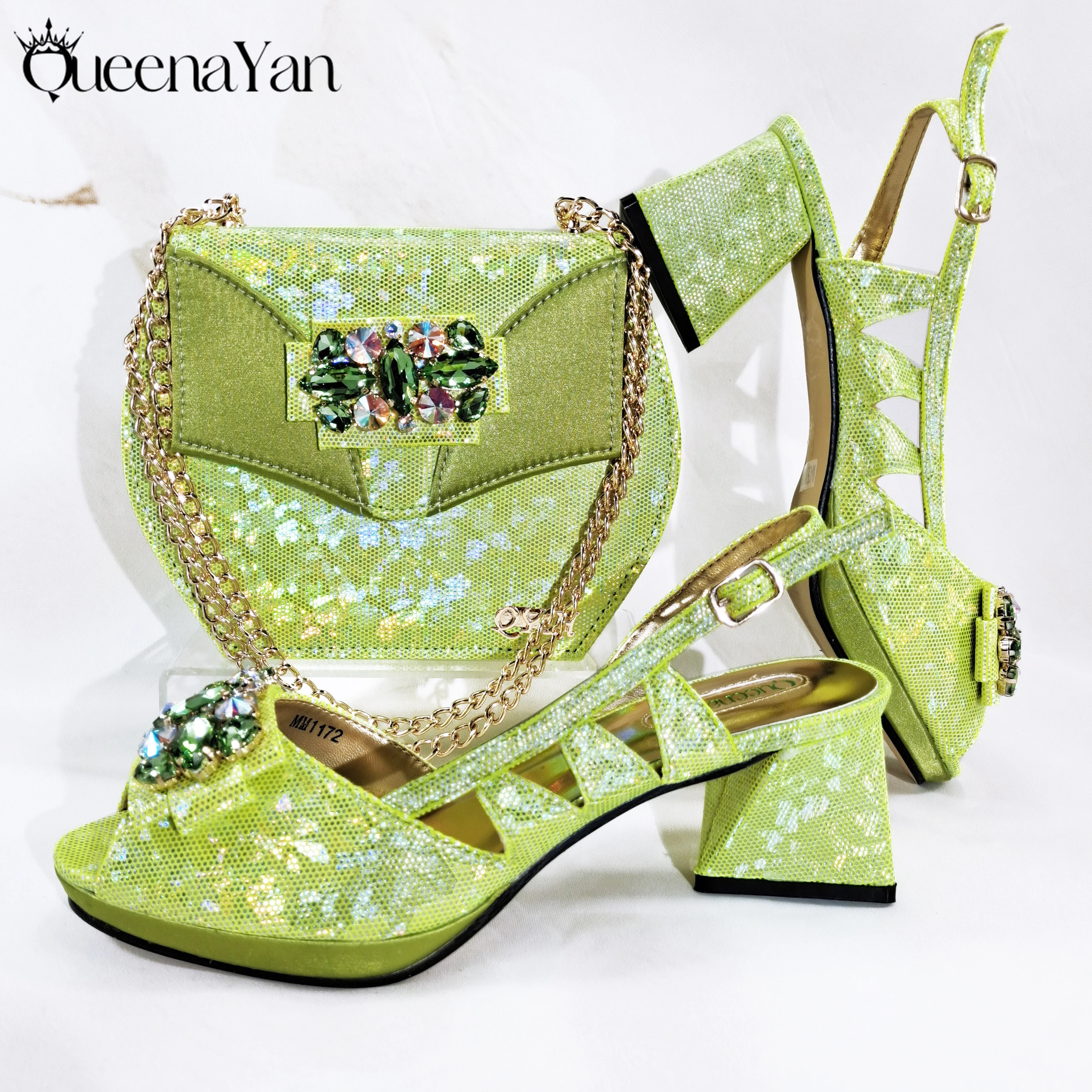 queena-yan-il-piu-nuovo-colore-verde-limone-tessuti-sintetici-speciali-design-party-wedding-peep-toe-set-di-scarpe-e-borse-abbinate-da-donna