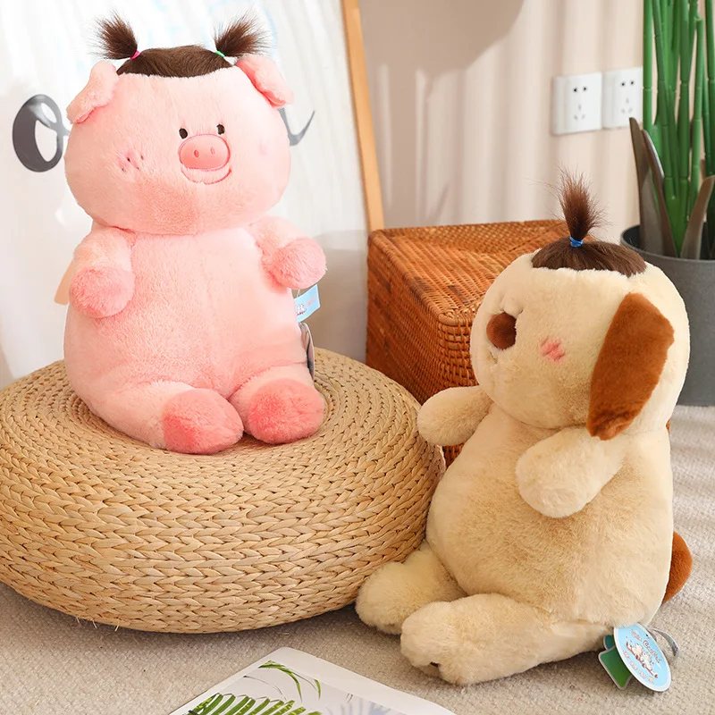 Juguetes de peluche de cerdo lindo de peinado de bricolaje divertido, animales de peluche suaves de Anime, muñeco de oso de perro gordito, cambia libremente el peinado, regalos lindos para niños