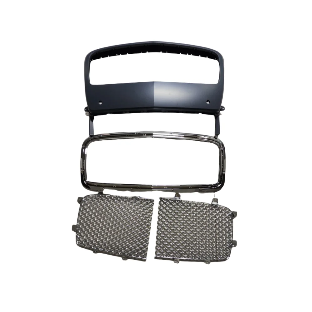 For Flying Spur 14-16 Front Chrome Grille Trim with License Plate Frame Center Net Outside Frame (Plastic)