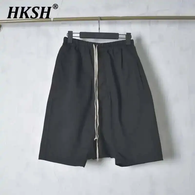 HKSH Wiosna Lato Nowe Męskie Spodnie Tide Dark RO Dzianinowe Krocze Metalowa Miedziana Klamra Capris Wewnętrzna Krawędź Modne Casualowe Szorty HK2222